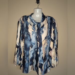 Shein Tie Neck Long Sleeve Blouse